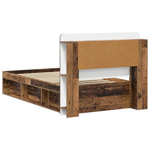 Σκελετός κρεβατιού με αποθήκευση Παλαιωμένο ξύλο 90 x 200 cm - Pakobazaar
