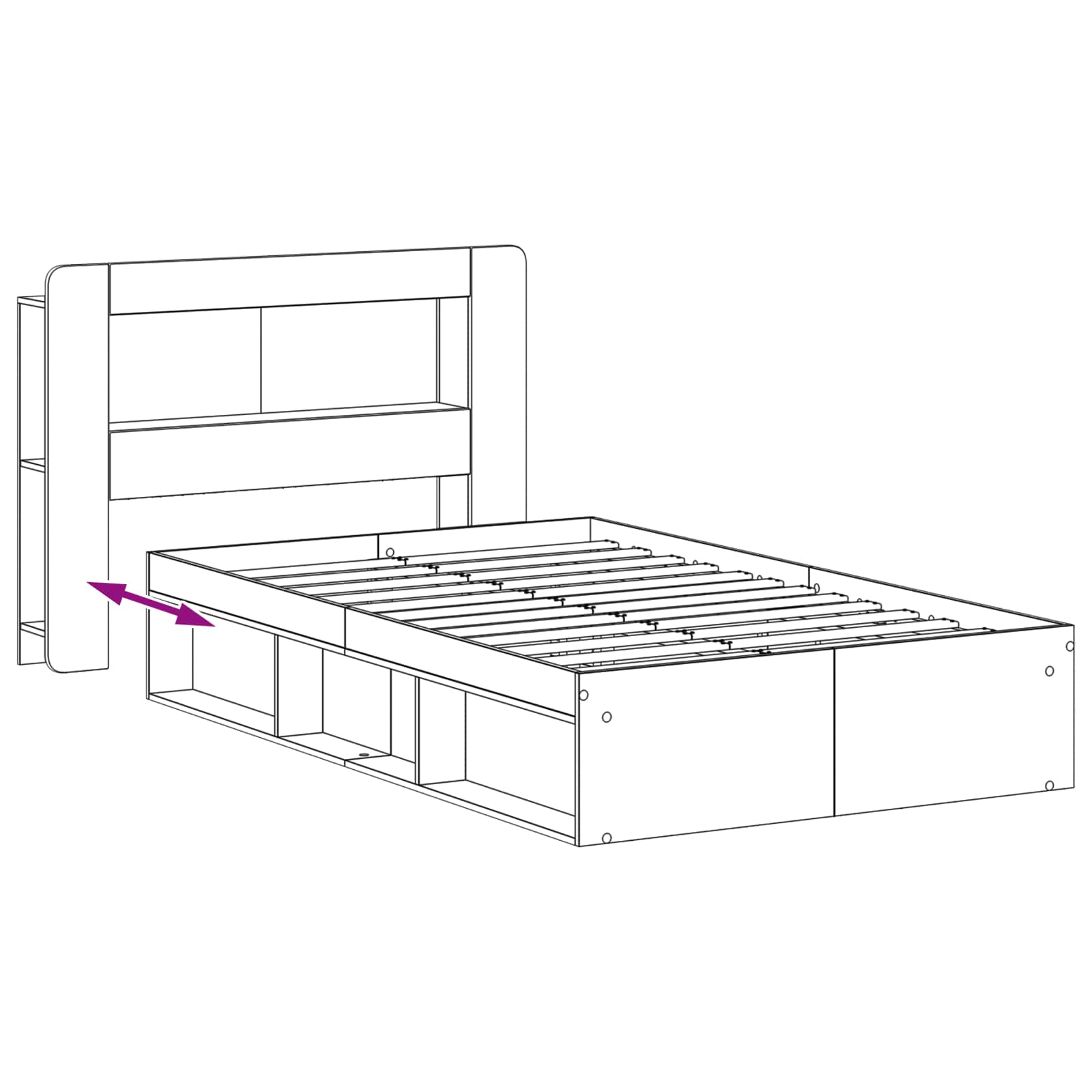 Σκελετός κρεβατιού με αποθήκευση Sonoma Δρυς 120 x 200 cm