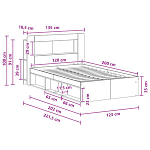 Σκελετός κρεβατιού με αποθήκευση Sonoma Δρυς 120 x 200 cm