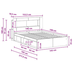 Σκελετός κρεβατιού με αποθήκευση Γκρι Sonoma 140 x 190 cm - Pakobazaar