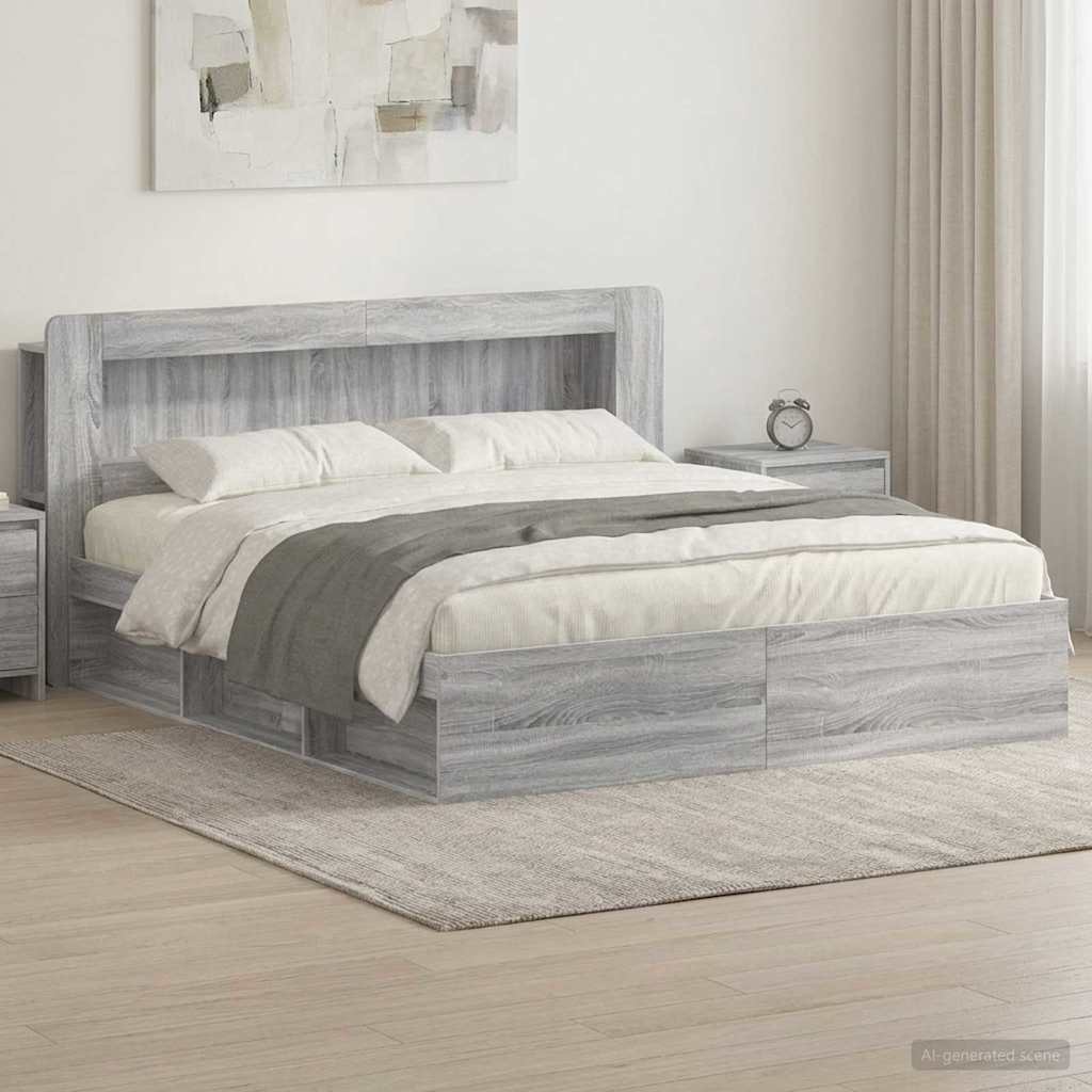 Σκελετός κρεβατιού με αποθήκευση Γκρι Sonoma 200 x 200 cm - Pakobazaar