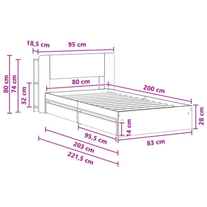 Σκελετός κρεβατιού με αποθήκευση Artisan Δρυς 80 x 200 cm - Pakobazaar