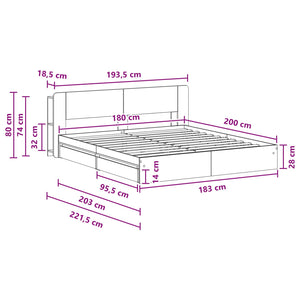 Σκελετός κρεβατιού με αποθήκευση Γκρι Sonoma 180 x 200 cm - Pakobazaar