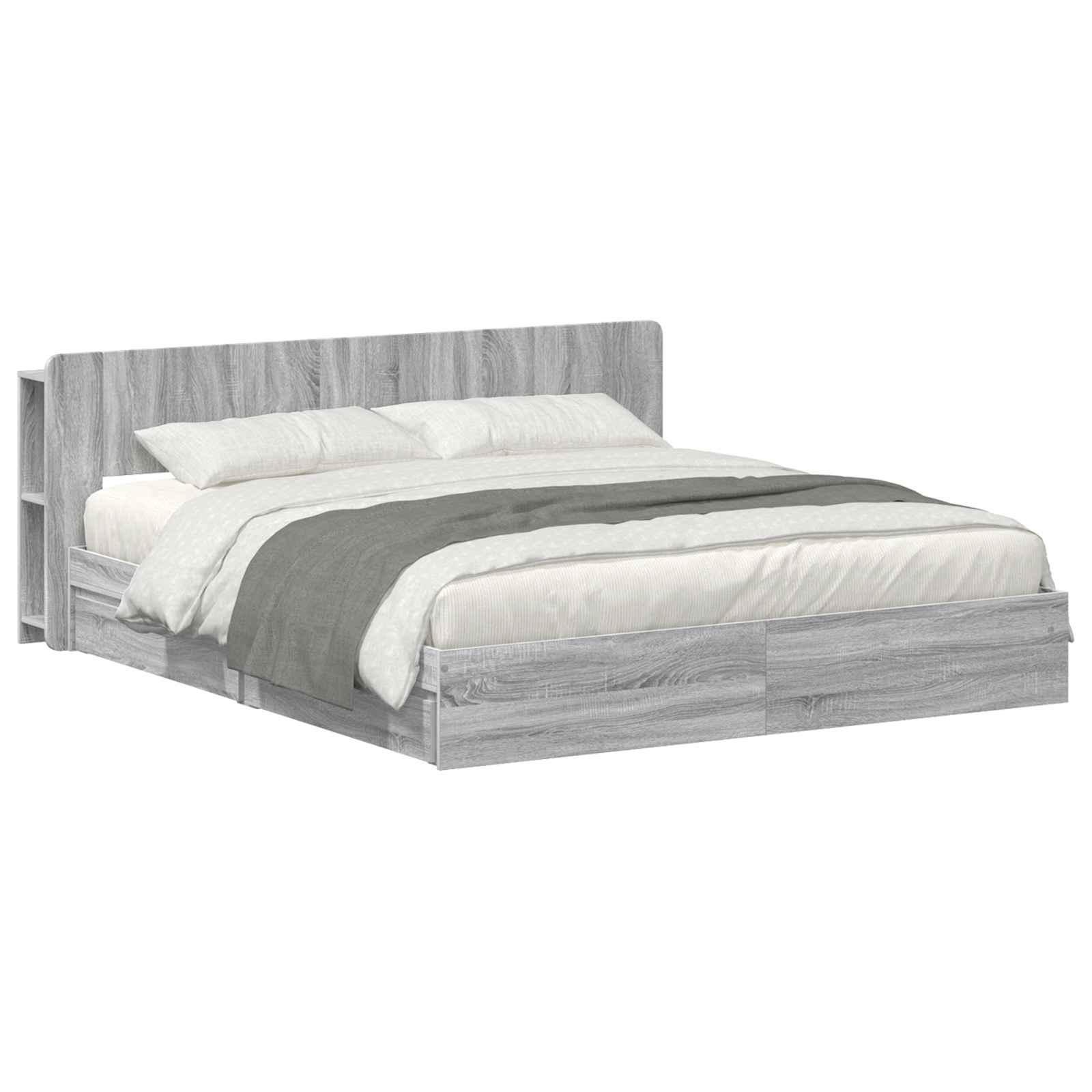 Σκελετός κρεβατιού με αποθήκευση Γκρι Sonoma 200 x 200 cm - Pakobazaar