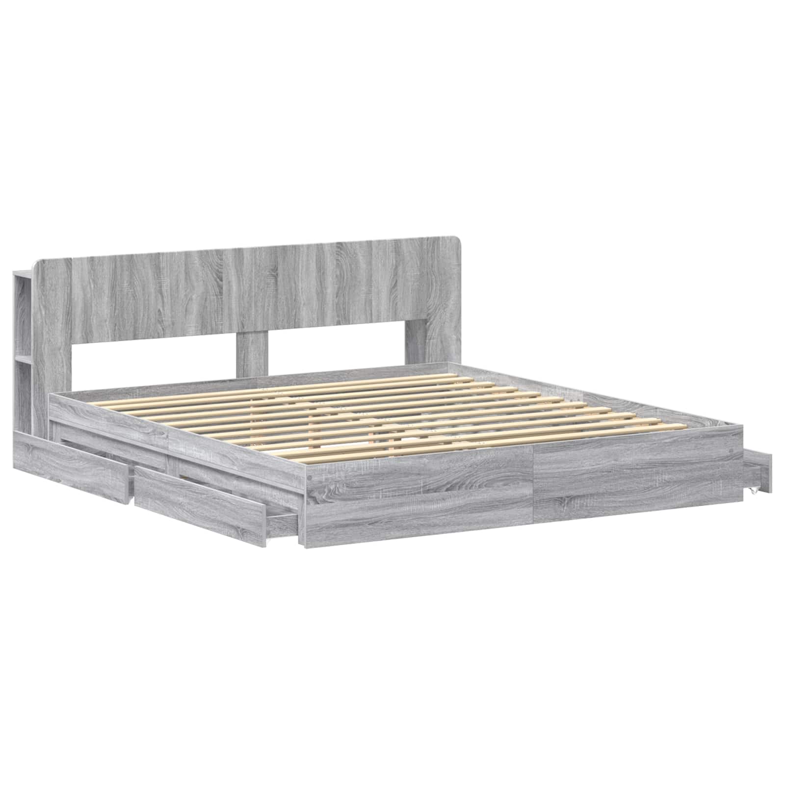 Σκελετός κρεβατιού με αποθήκευση Γκρι Sonoma 200 x 200 cm - Pakobazaar