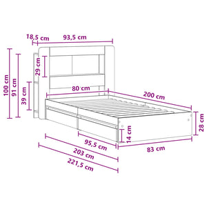 Σκελετός κρεβατιού με αποθήκευση Artisan Δρυς 80 x 200 cm