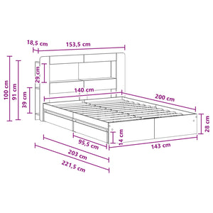 Σκελετός κρεβατιού με αποθήκευση Sonoma Δρυς 140 x 200 cm - Pakobazaar