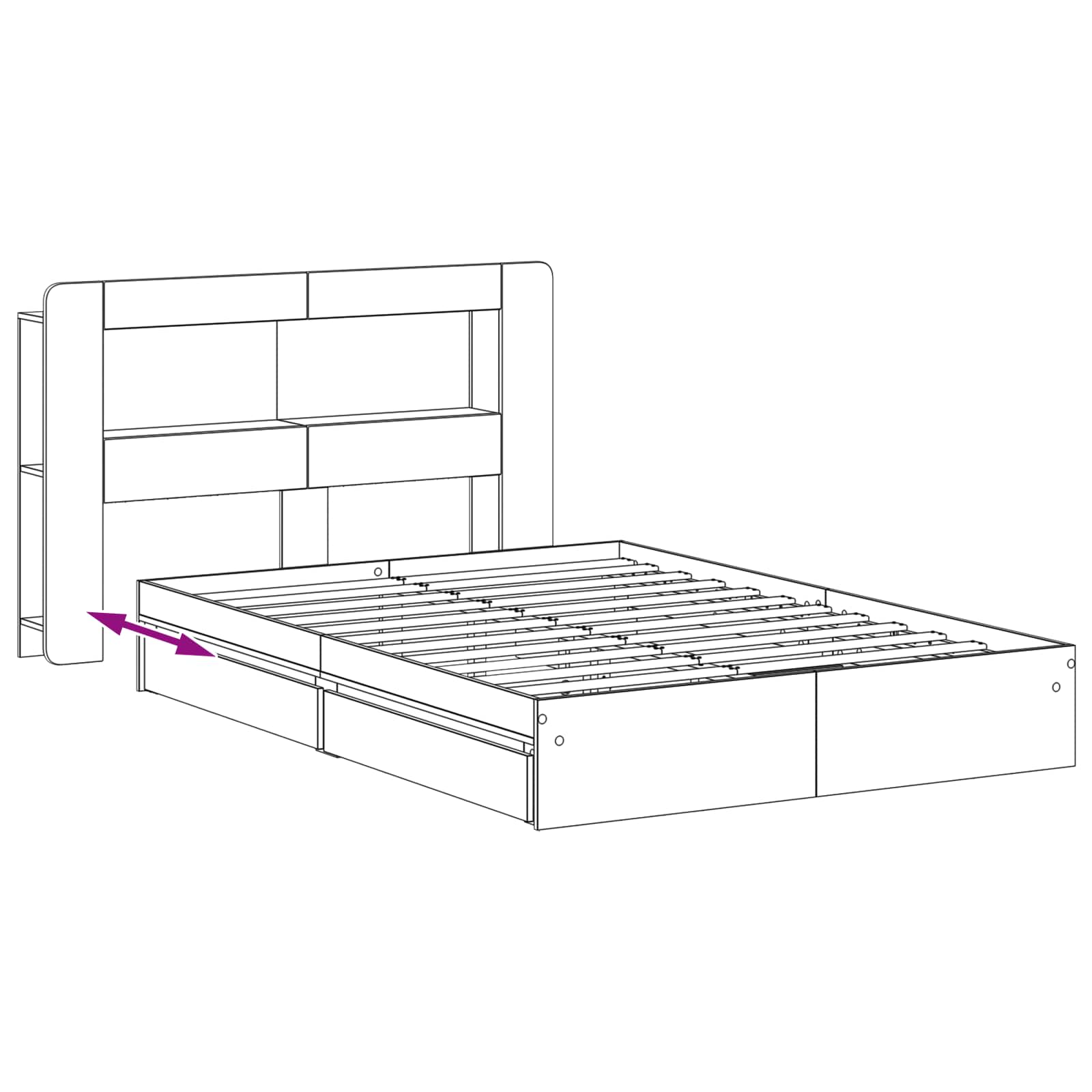 Σκελετός κρεβατιού με αποθήκευση Γκρι Sonoma 160 x 200 cm - Pakobazaar