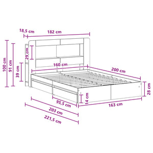 Σκελετός κρεβατιού με αποθήκευση Γκρι Sonoma 160 x 200 cm - Pakobazaar