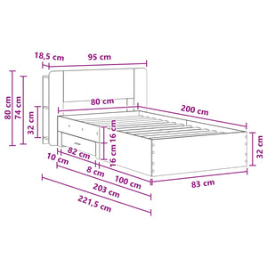 Σκελετός κρεβατιού με αποθήκευση Γκρι Sonoma 80 x 200 cm - Pakobazaar