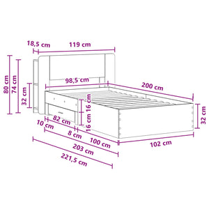 Σκελετός κρεβατιού με αποθήκευση Artisan Δρυς 100 x 200 cm - Pakobazaar