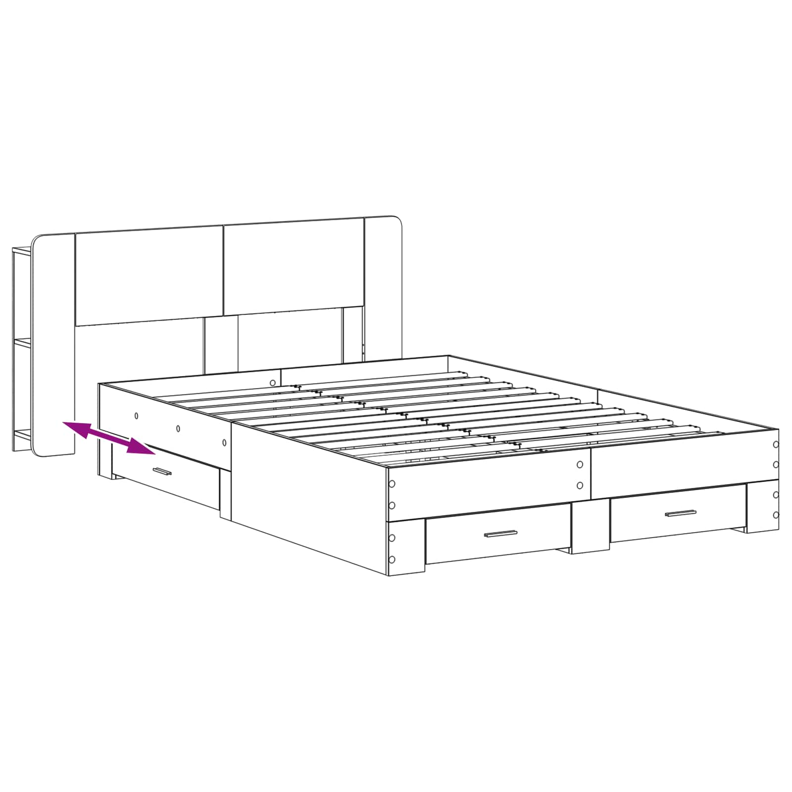 Σκελετός κρεβατιού με αποθήκευση Γκρι Sonoma 135 x 190 cm - Pakobazaar