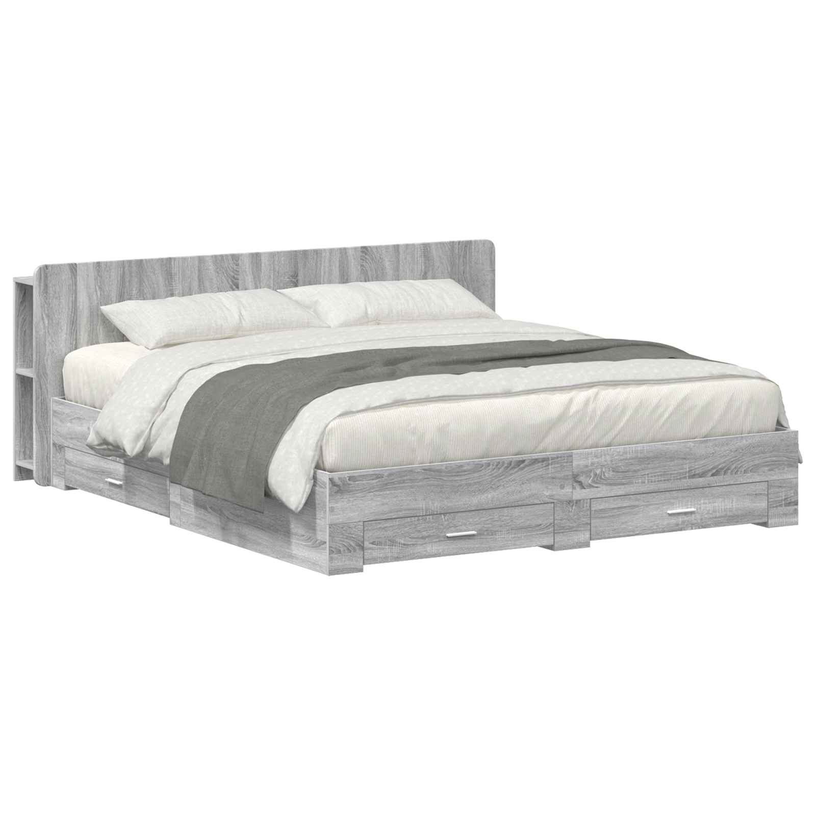 Σκελετός κρεβατιού με αποθήκευση Γκρι Sonoma 200 x 200 cm - Pakobazaar