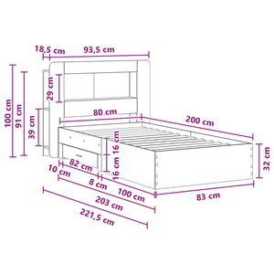 Σκελετός κρεβατιού με αποθήκευση Sonoma Δρυς 80 x 200 cm - Pakobazaar