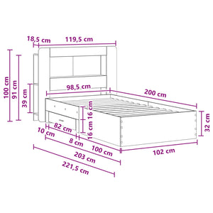 Σκελετός κρεβατιού με αποθήκευση Artisan Δρυς 100 x 200 cm - Pakobazaar