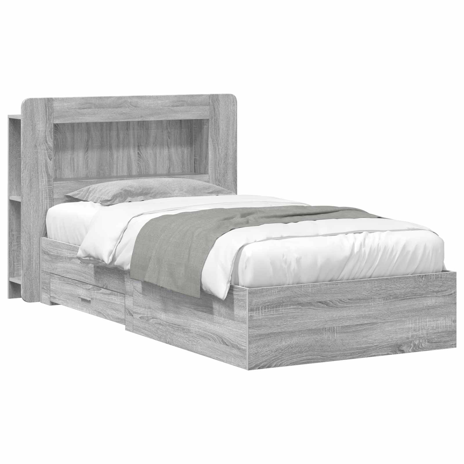 Σκελετός κρεβατιού με αποθήκευση Γκρι Sonoma 100 x 200 cm - Pakobazaar