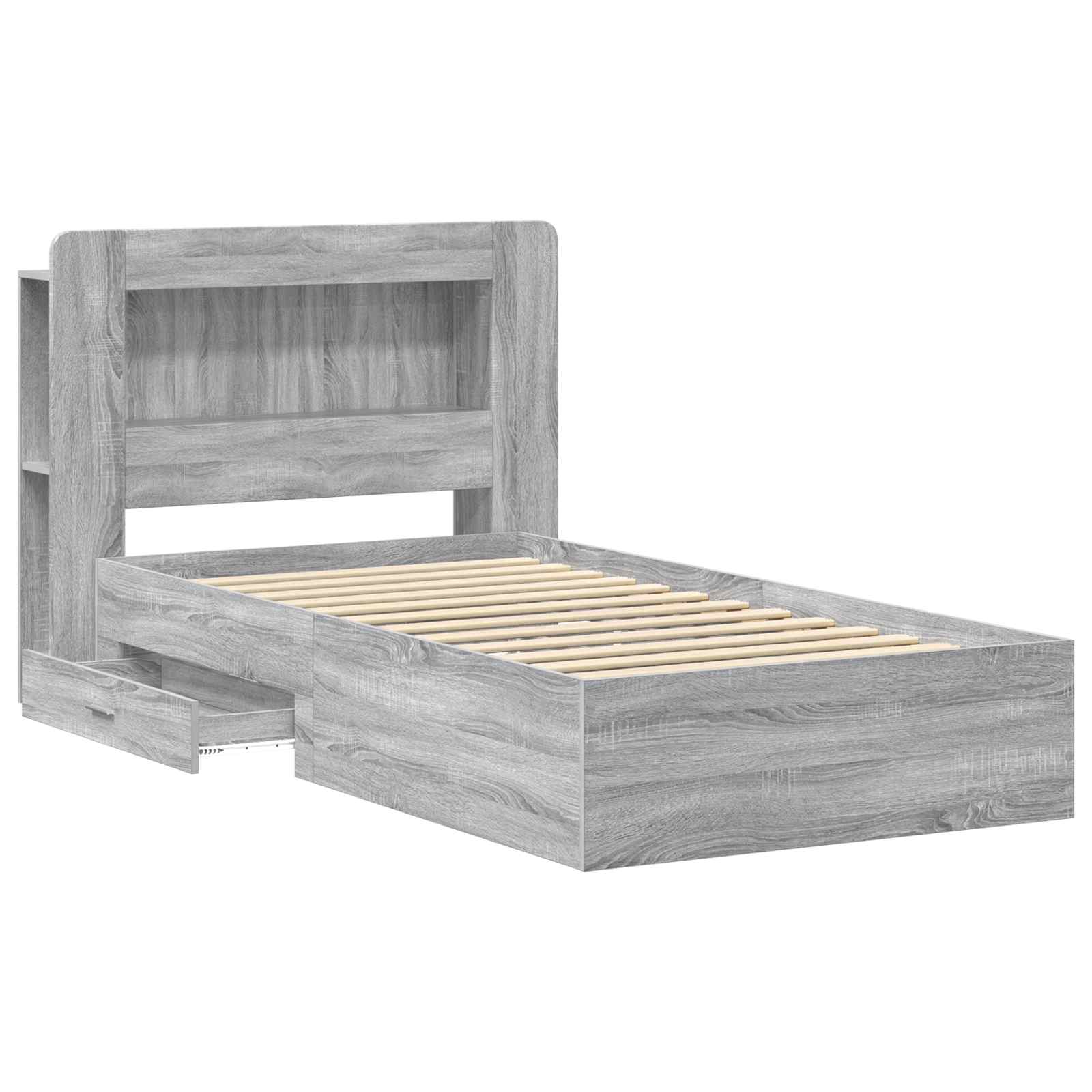 Σκελετός κρεβατιού με αποθήκευση Γκρι Sonoma 100 x 200 cm - Pakobazaar