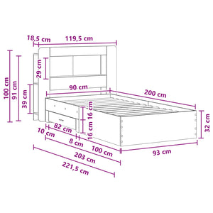 Σκελετός κρεβατιού με αποθήκευση Artisan Δρυς 90 x 200 cm - Pakobazaar