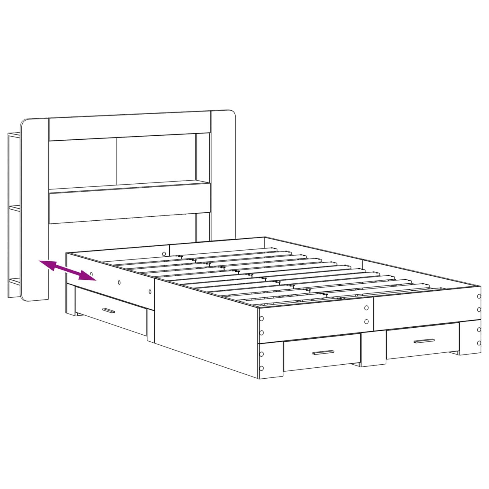 Σκελετός κρεβατιού με αποθήκευση Sonoma Δρυς 120 x 190 cm - Pakobazaar