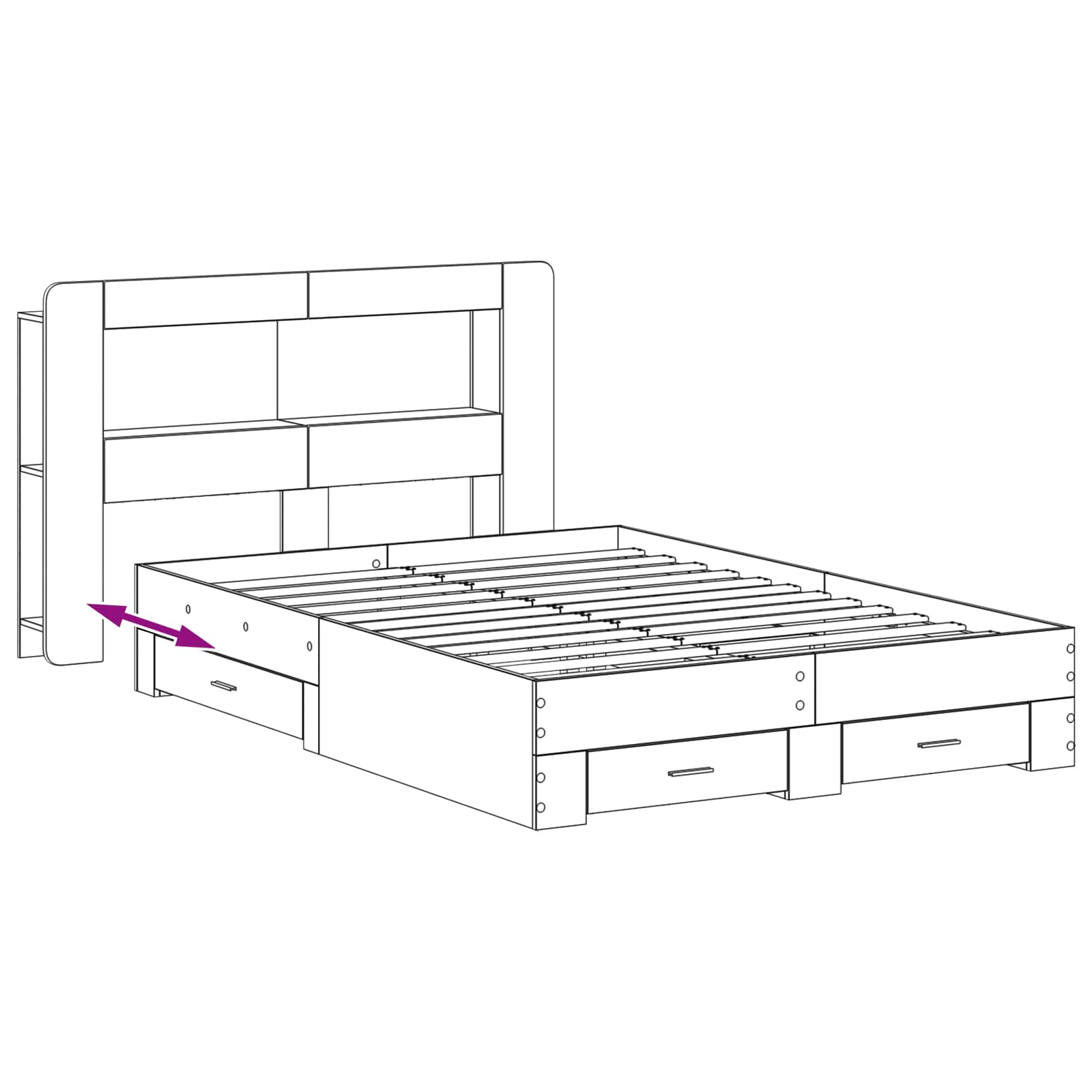 Σκελετός κρεβατιού με αποθήκευση Γκρι Sonoma 135 x 190 cm - Pakobazaar