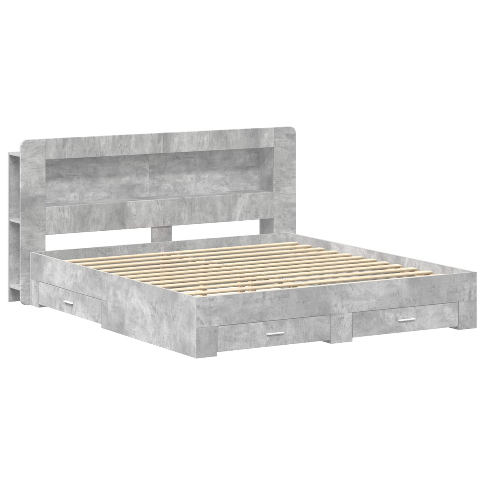 Σκελετός κρεβατιού με αποθήκευση Γκρι Σκυροδέματος 200 x 200 cm - Pakobazaar