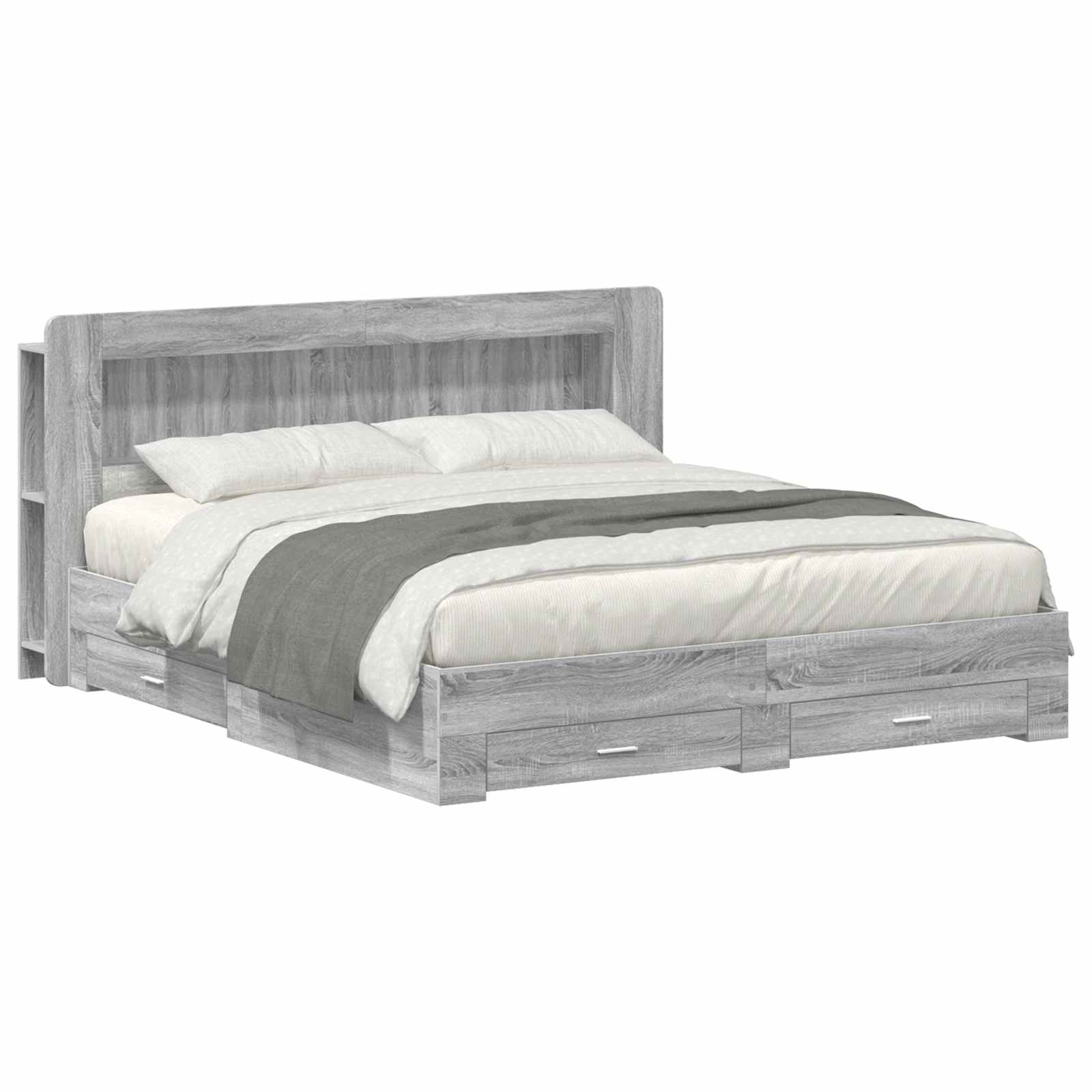 Σκελετός κρεβατιού με αποθήκευση Γκρι Sonoma 200 x 200 cm - Pakobazaar