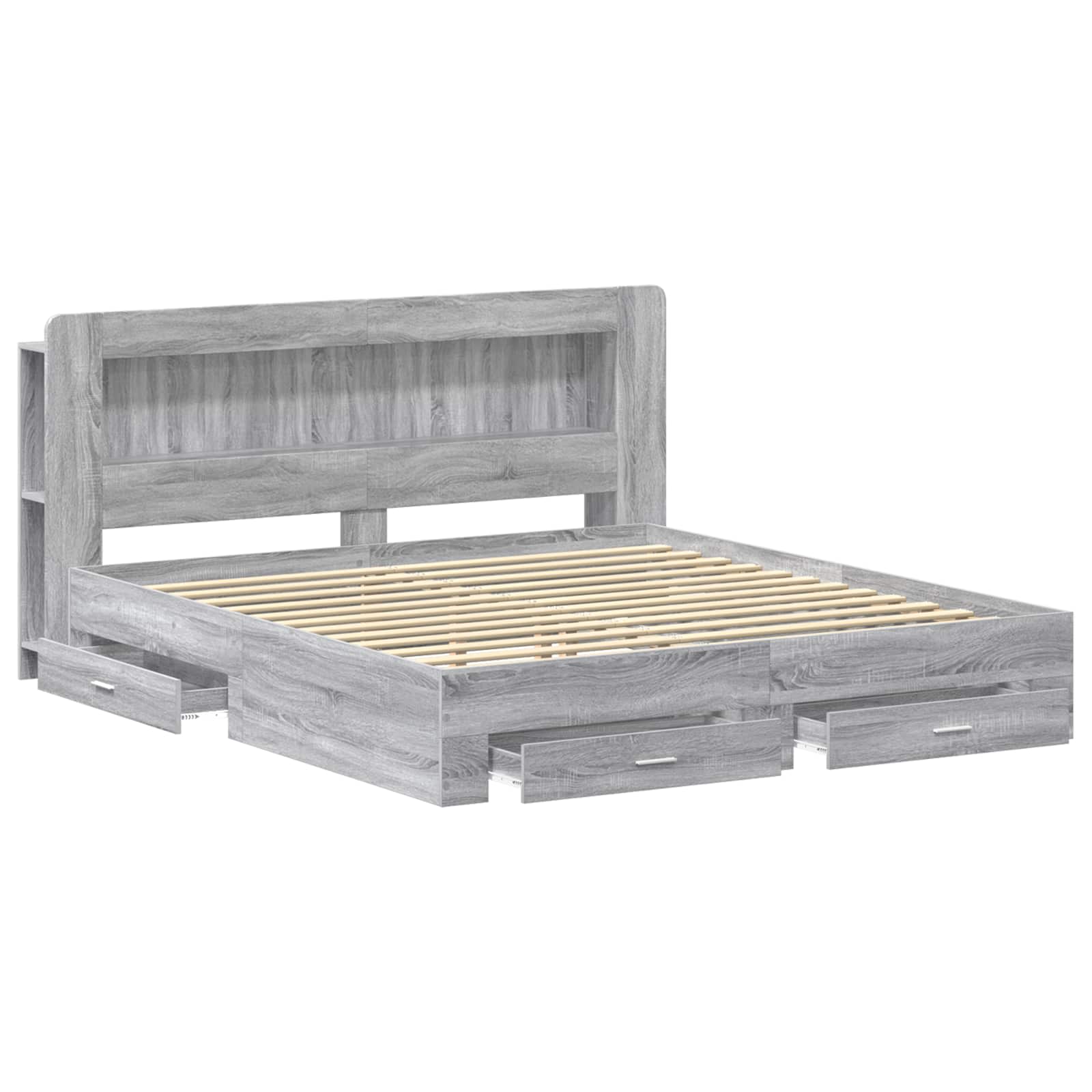 Σκελετός κρεβατιού με αποθήκευση Γκρι Sonoma 200 x 200 cm - Pakobazaar