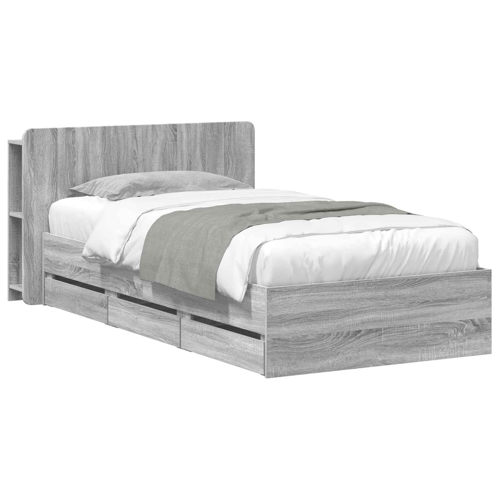 Σκελετός κρεβατιού με αποθήκευση Γκρι Sonoma 75 x 190 cm - Pakobazaar