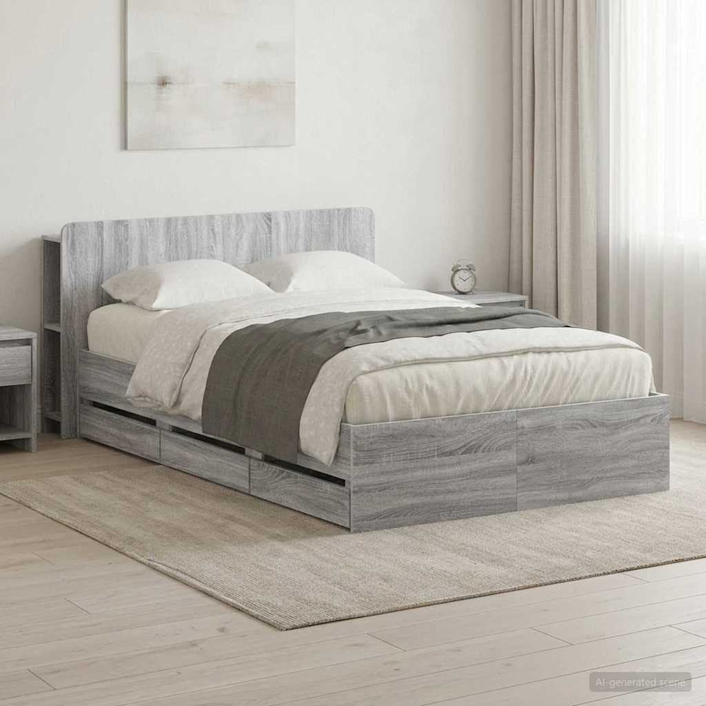 Σκελετός κρεβατιού με αποθήκευση Γκρι Sonoma 120 x 190 cm - Pakobazaar