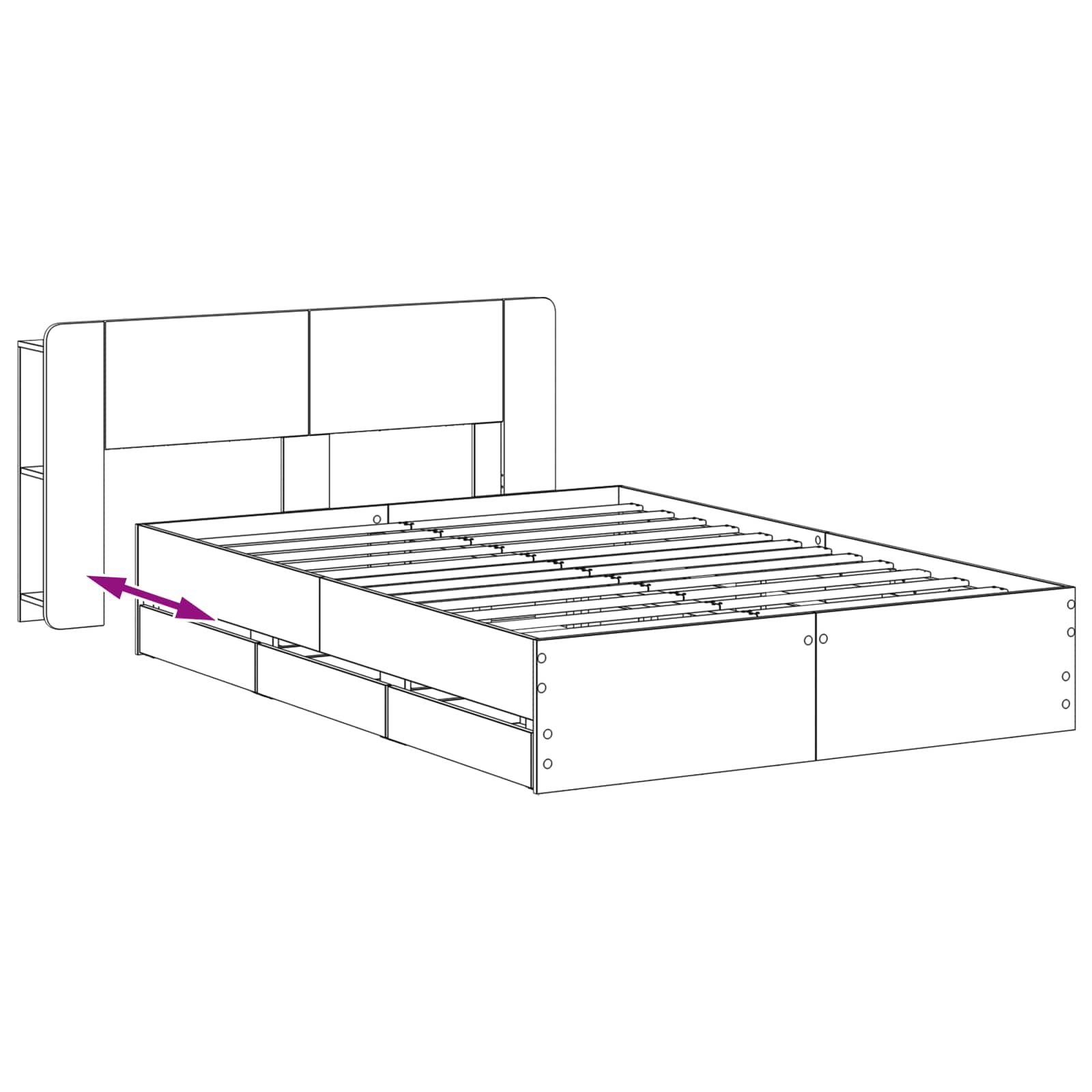 Σκελετός κρεβατιού με αποθήκευση Γκρι Sonoma 140 x 200 cm - Pakobazaar