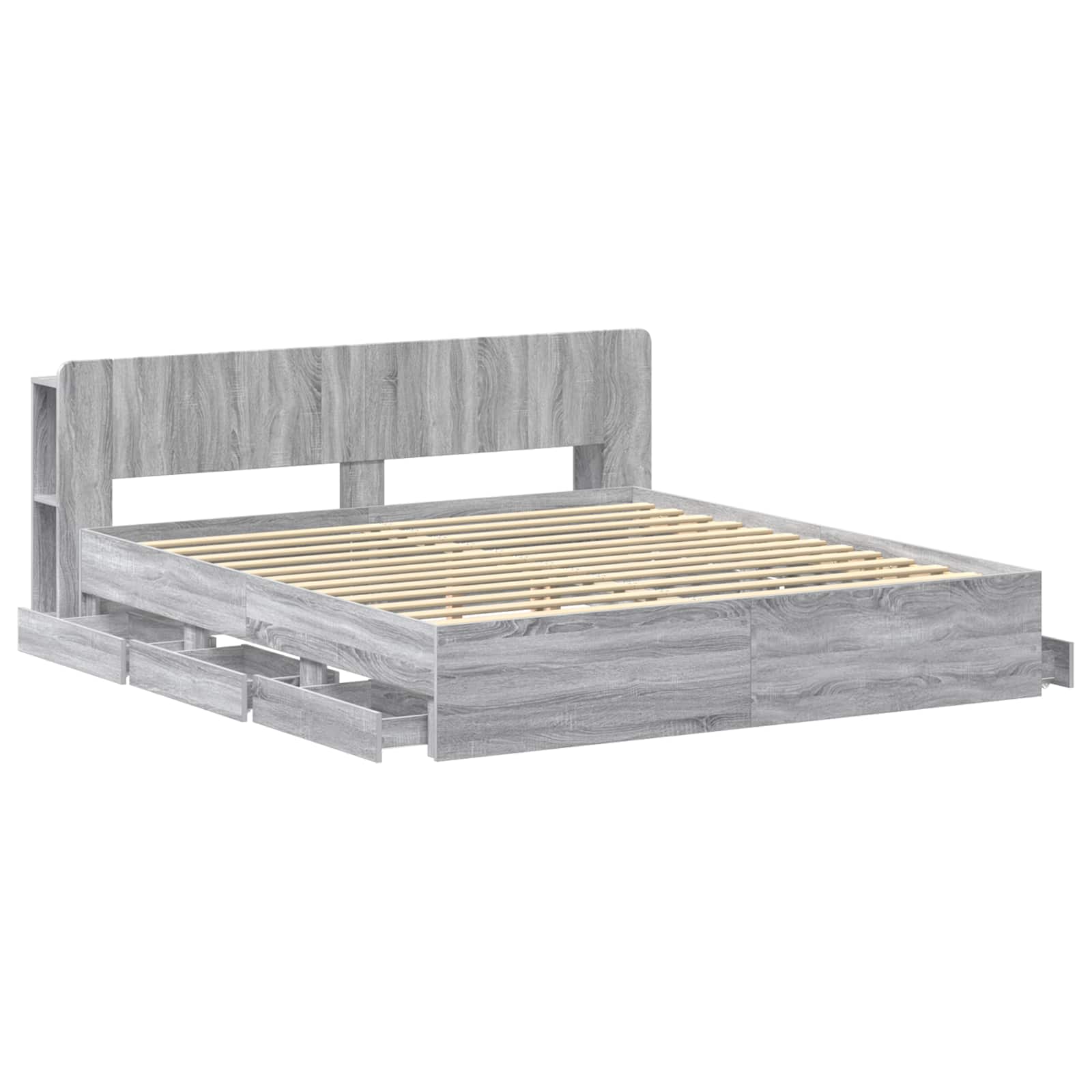 Σκελετός κρεβατιού με αποθήκευση Γκρι Sonoma 200 x 200 cm - Pakobazaar
