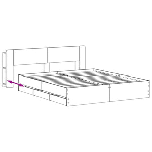 Σκελετός κρεβατιού με αποθήκευση Γκρι Sonoma 200 x 200 cm - Pakobazaar