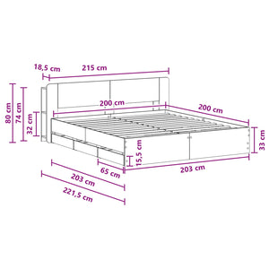 Σκελετός κρεβατιού με αποθήκευση Γκρι Sonoma 200 x 200 cm - Pakobazaar