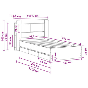 Σκελετός κρεβατιού με αποθήκευση Γκρι Sonoma 100 x 200 cm - Pakobazaar