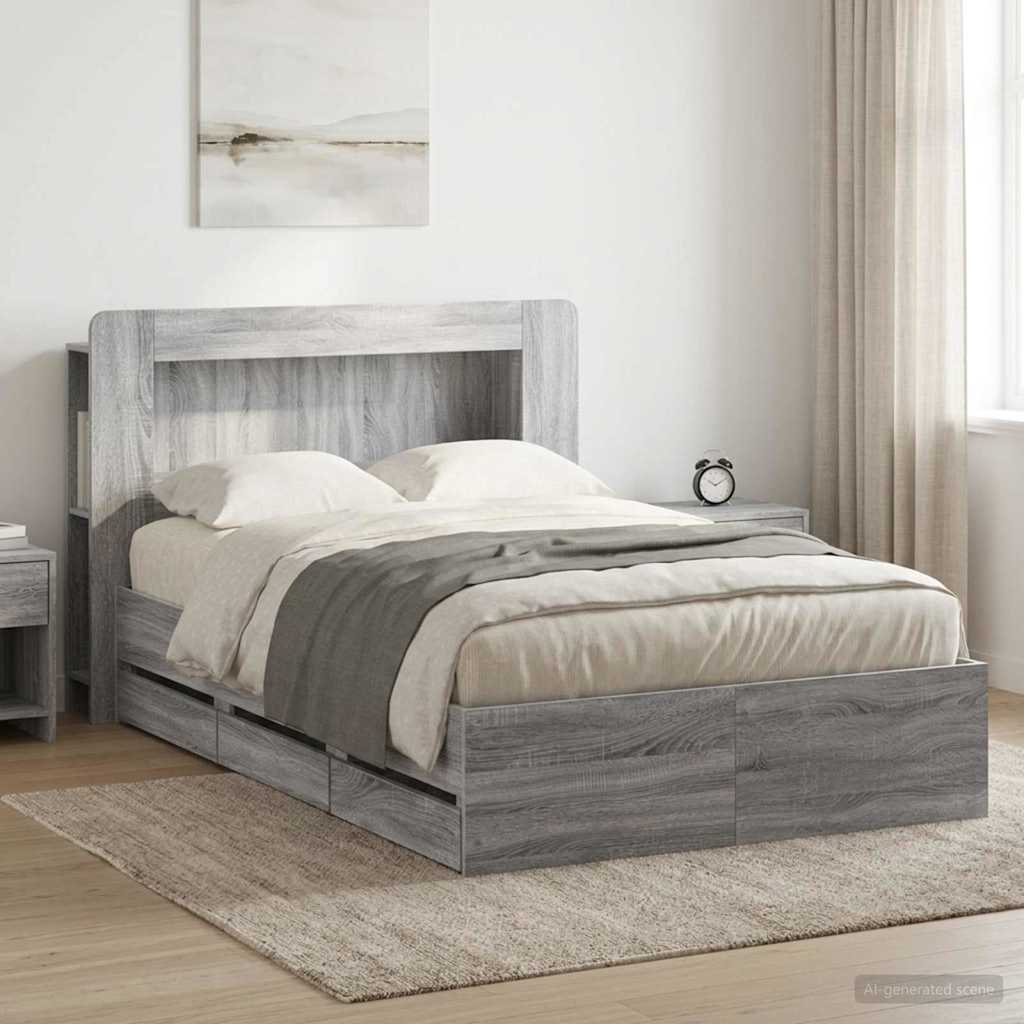 Σκελετός κρεβατιού με αποθήκευση Γκρι Sonoma 120 x 190 cm - Pakobazaar