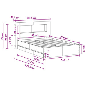 Σκελετός κρεβατιού με αποθήκευση Γκρι Sonoma 140 x 200 cm - Pakobazaar