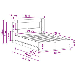 Σκελετός κρεβατιού με αποθήκευση Γκρι Sonoma 160 x 200 cm - Pakobazaar