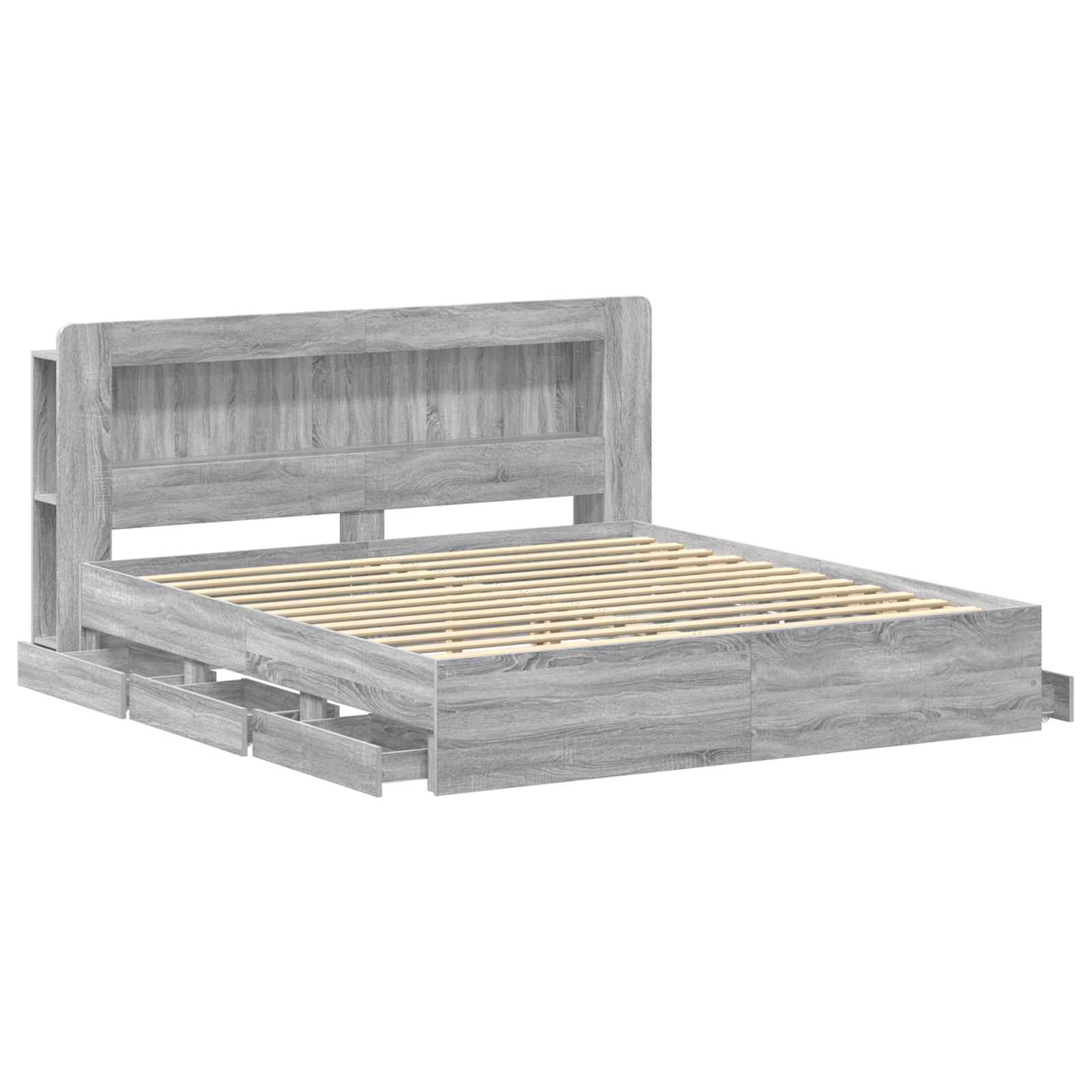 Σκελετός κρεβατιού με αποθήκευση Γκρι Sonoma 200 x 200 cm - Pakobazaar