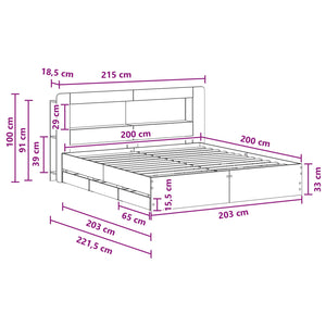 Σκελετός κρεβατιού με αποθήκευση Γκρι Sonoma 200 x 200 cm - Pakobazaar