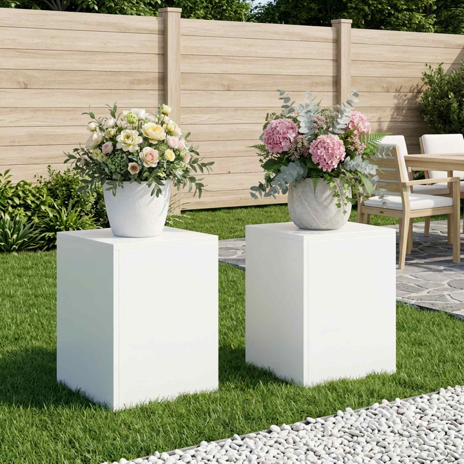 Βάση φυτών 2 pcs Λευκό 30 x 30 x 40 cm Ατσάλι - Pakobazaar