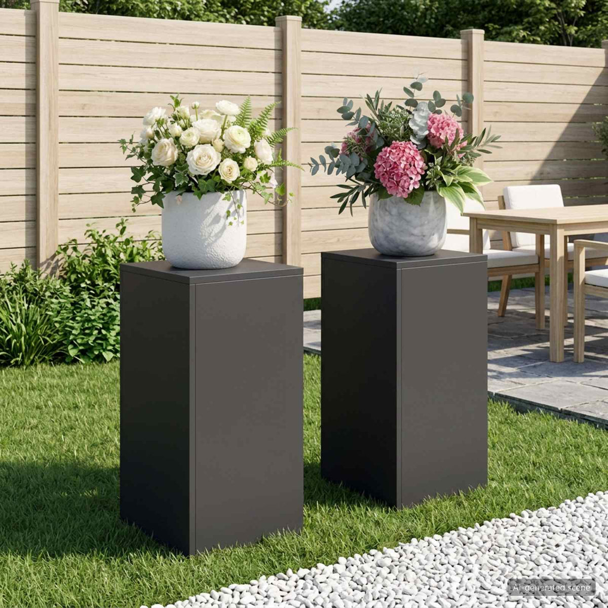 Βάση φυτών 2 pcs Μαύρο 30 x 30 x 60 cm Ατσάλι - Pakobazaar