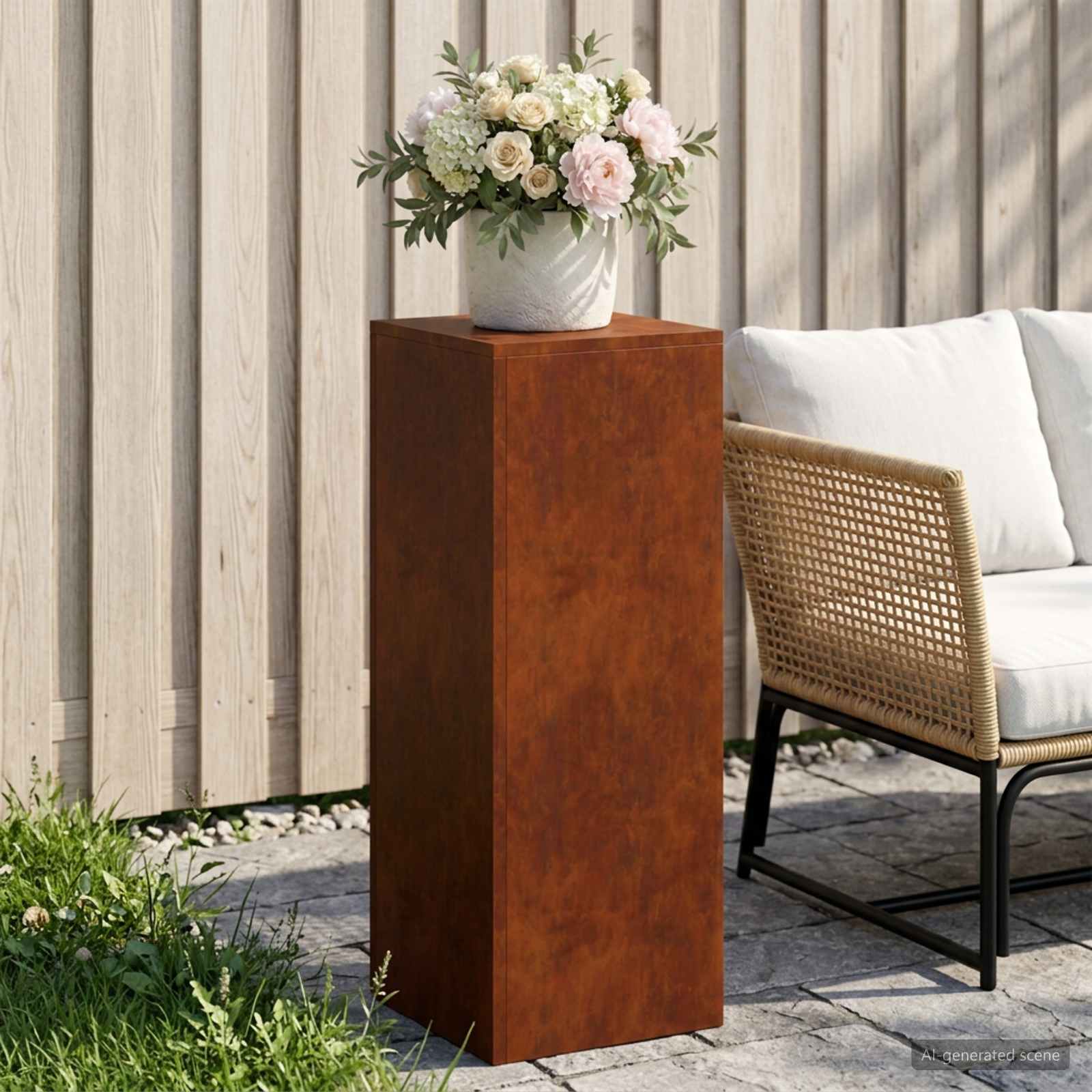 Βάση φυτών Σκ rusty 30 x 30 x 80 cm Ατσάλι Σκληρυθέν στον Αέρα - Pakobazaar