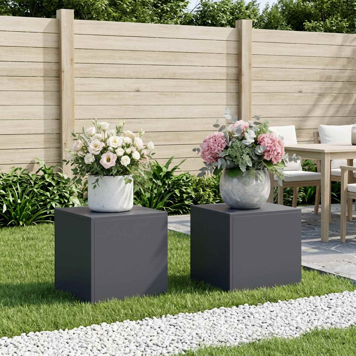 Βάση φυτών 2 pcs Ανθρακί 40 x 40 x 40 cm Γαλβανισμένος Χάλυβας - Pakobazaar