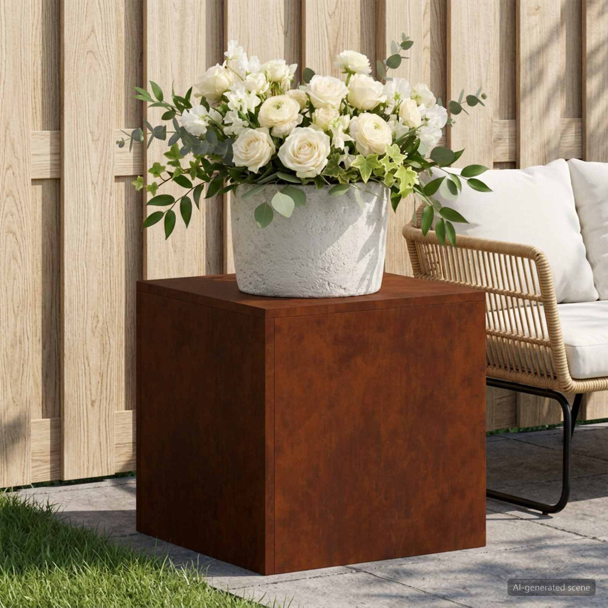 Βάση φυτών Σκ rusty 40 x 40 x 40 cm Ατσάλι Σκληρυθέν στον Αέρα - Pakobazaar
