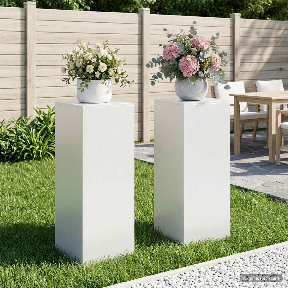 Βάση φυτών 2 pcs Λευκό 40 x 40 x 100 cm Ατσάλι