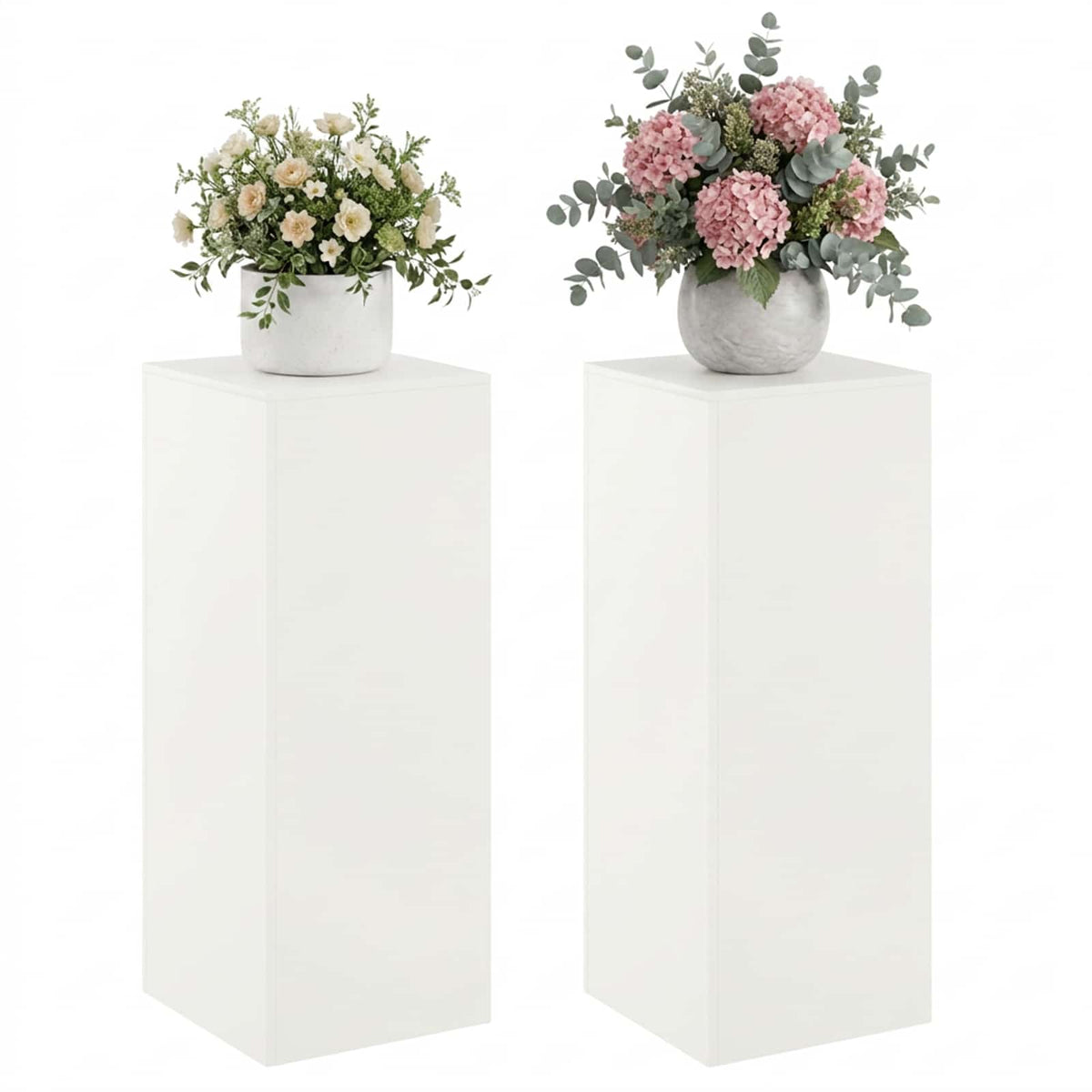 Βάση φυτών 2 pcs Λευκό 40 x 40 x 100 cm Ατσάλι