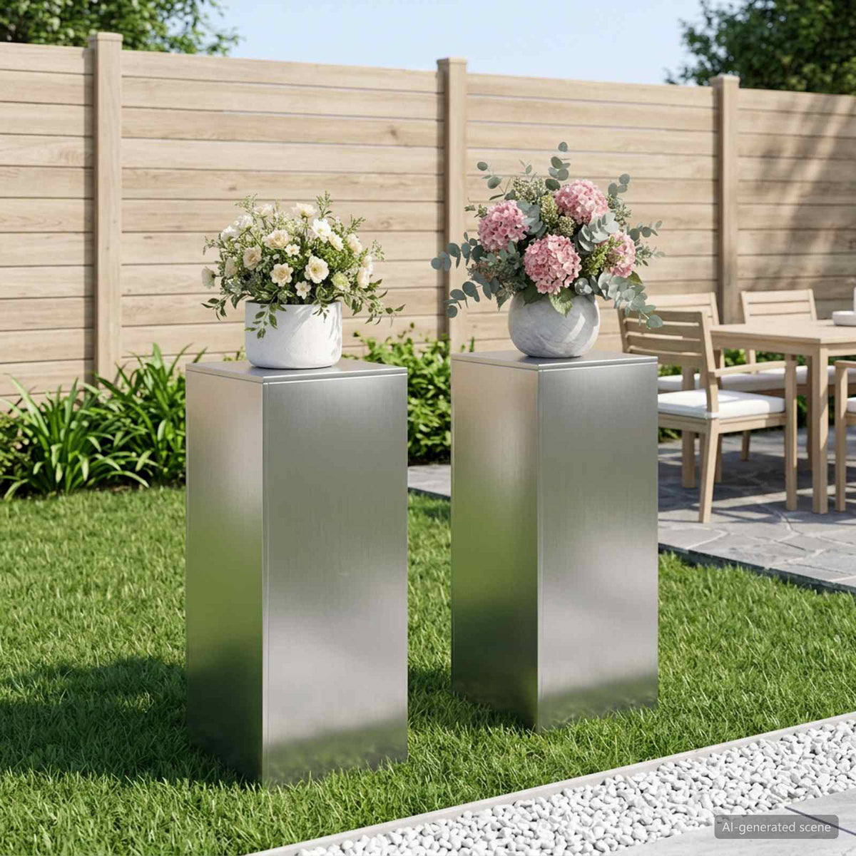 Βάση φυτών 2 pcs Ασημί 40 x 40 x 100 cm Ανοξείδωτο Ατσάλι