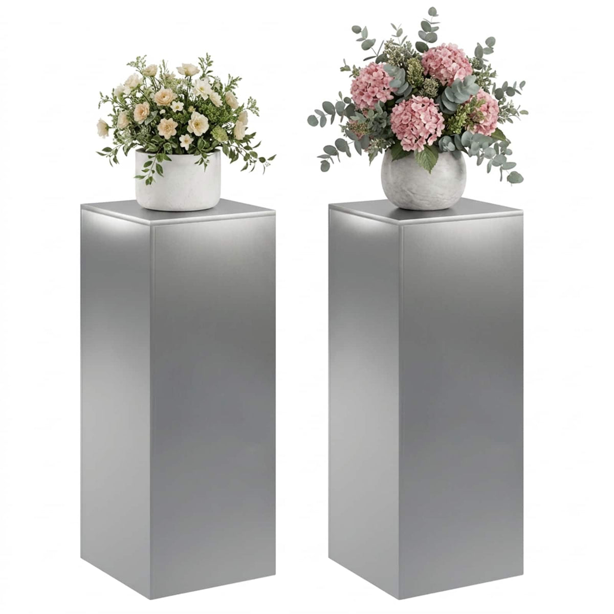 Βάση φυτών 2 pcs Ασημί 40 x 40 x 100 cm Ανοξείδωτο Ατσάλι