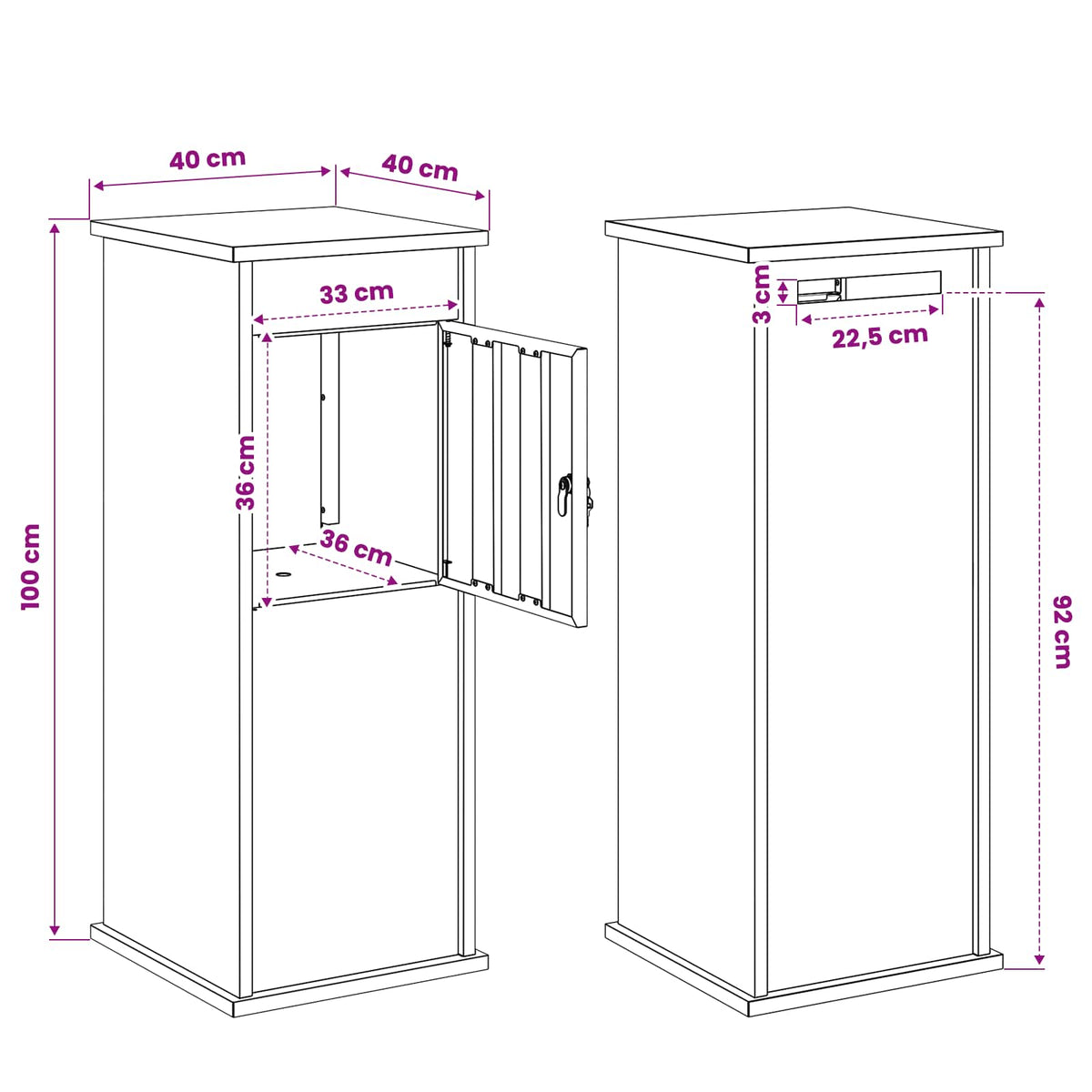 γραμματοκιβώτιο Λευκό 40 x 40 x 100 cm Ατσάλι
