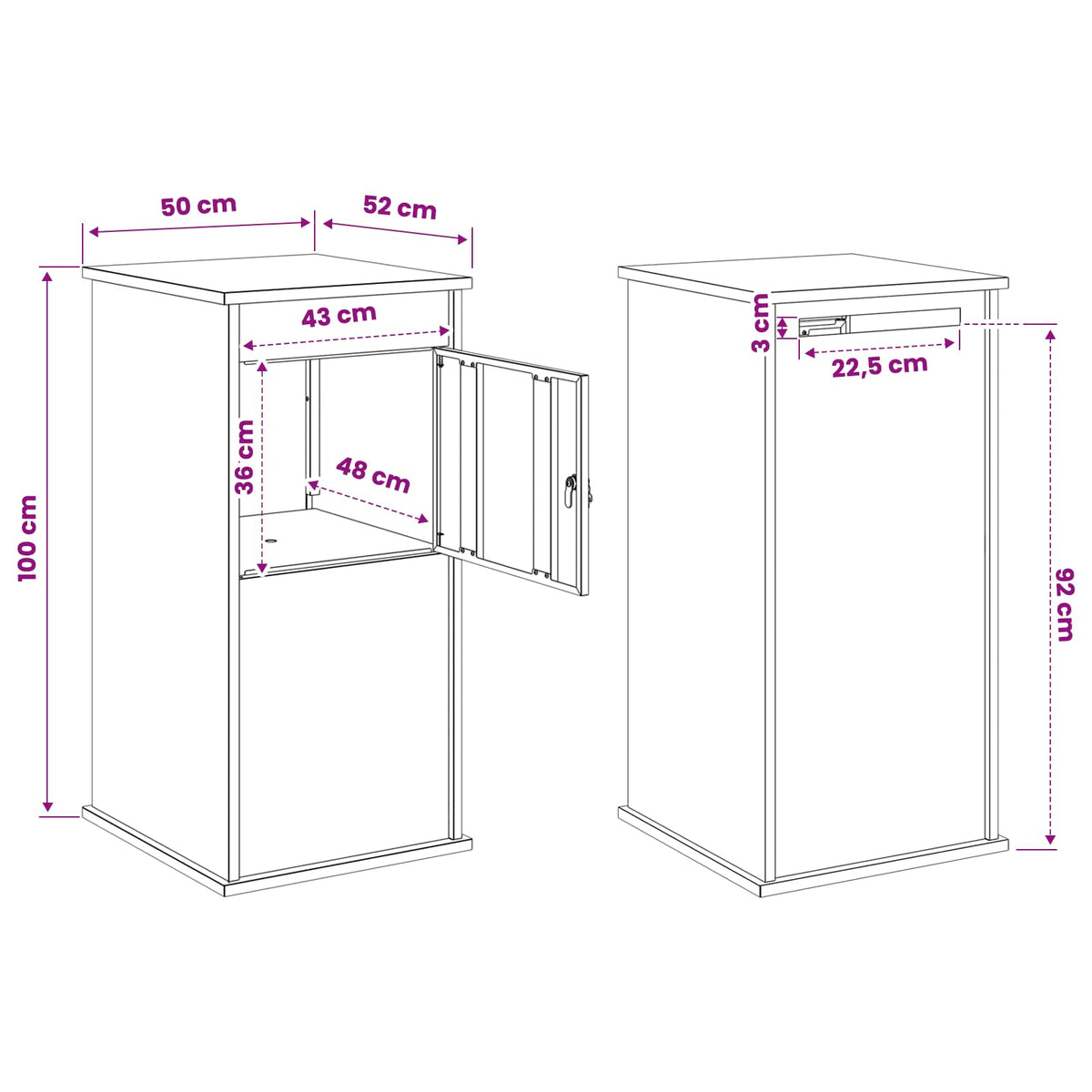 γραμματοκιβώτιο Λαδί 50 x 52 x 100 cm Ατσάλι